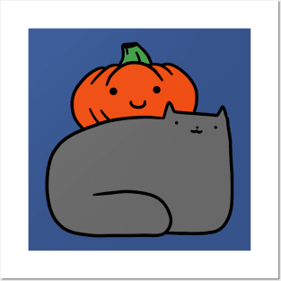 Cat and Pumpkin Posters and Art